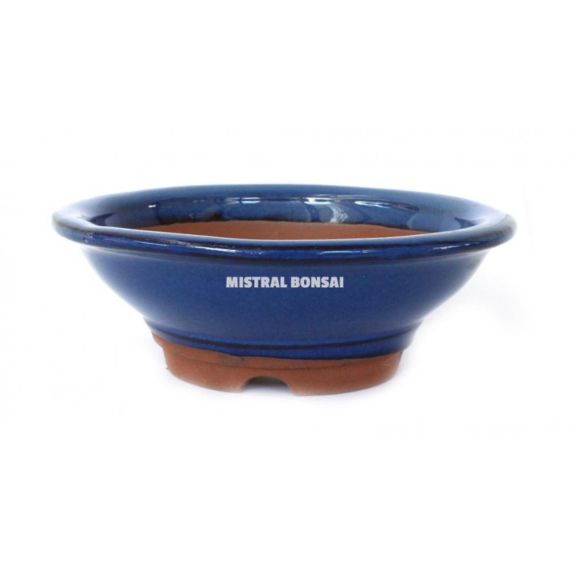 Pot rond en grès pour bonsaï 17 x 5.5 cm bleu Pot rond en grès pour bonsaï 17 x 5.5 cm bleu