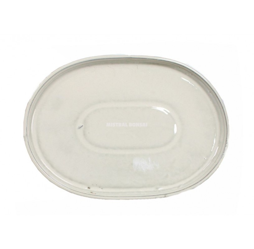 Plato oval de gres para bonsái de 15 cm. Crema. Plato oval de gres para bonsái de 15 cm. Crema.