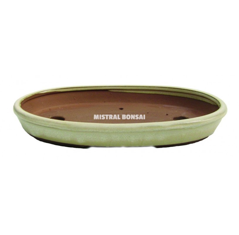 Pot de grès pour bonsai 30.5 cm. crème Pot de grès pour bonsai 30.5 cm. crème