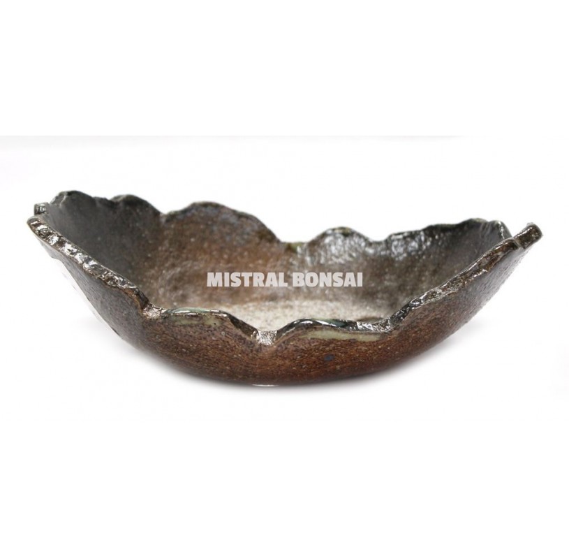 Pot kusamono ovale de grès pour bonsai 17.5 cm. Pot kusamono ovale de grès pour bonsai 17.5 cm.